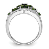 Sterling Silver Rhodium Chrome Diopside Ring